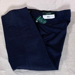 New Lauren Ralph Lauren Mens Navy Pinstripe UltraFlex Wool Dress Pants 40W x 30L
